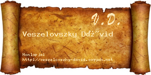 Veszelovszky Dávid névjegykártya
